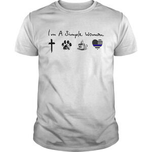 Im A Simple Woman I Like God Paw Dog Coffee And Thin Blue Line Shirt